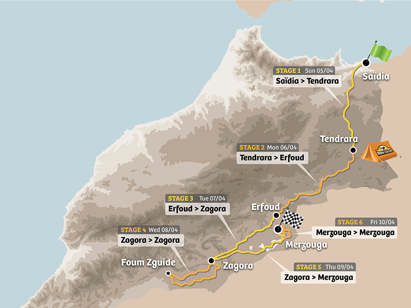 Raid Marruecos | Maroc Challenge | Mapa spring 2020 Mapa recorrido edición Winter 2024 del 29 noviembre - 7 de diciembre