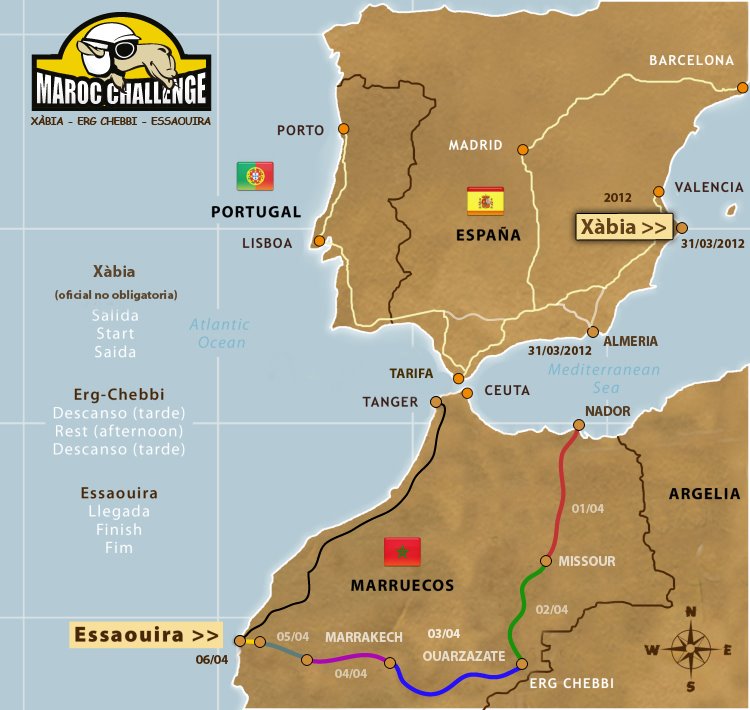 Map Maroc Challenge Spring 2012 | Rally Raid Marruecos