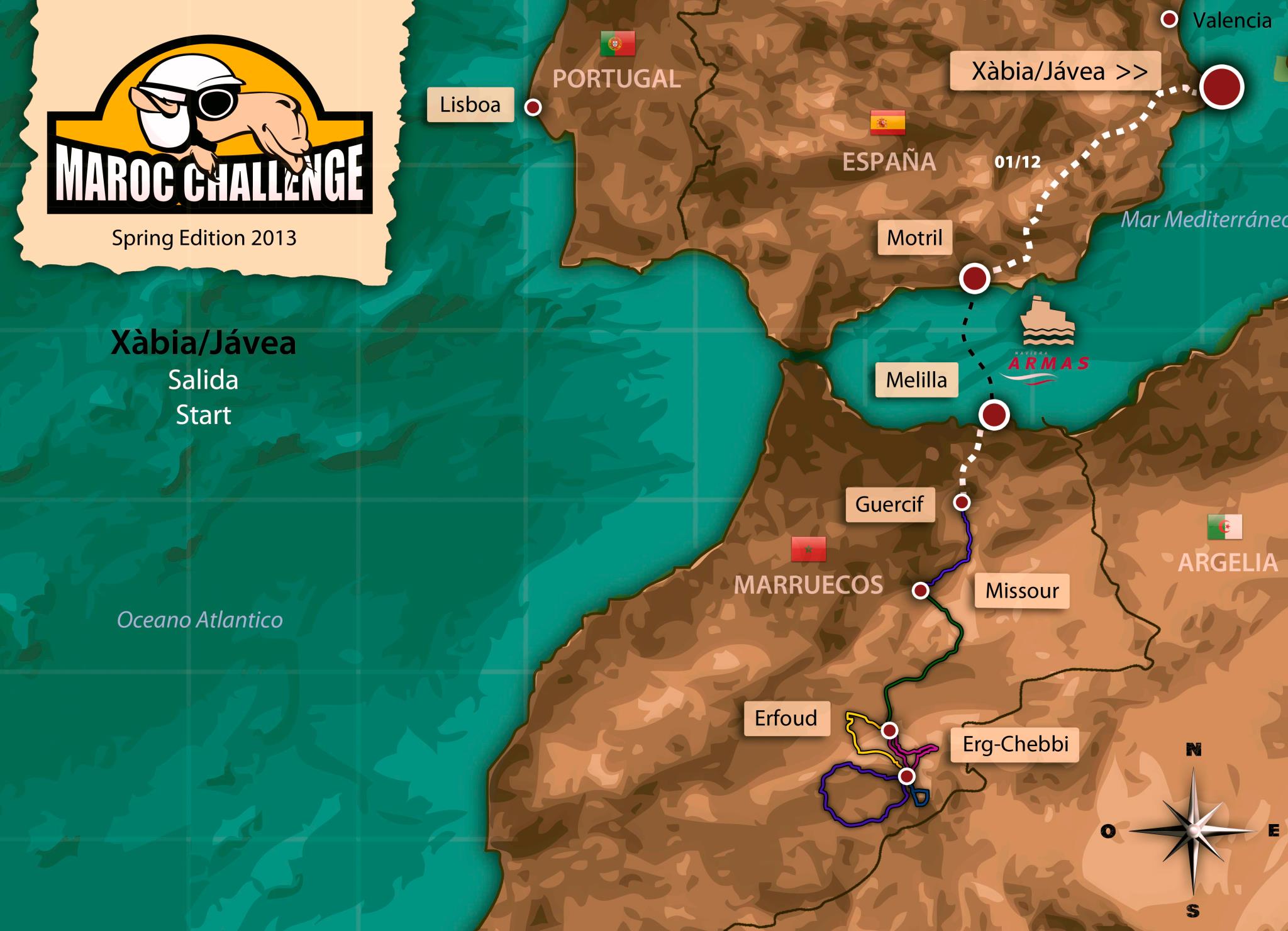 Map Maroc Challenge Spring 2013 | Rally Raid Marruecos