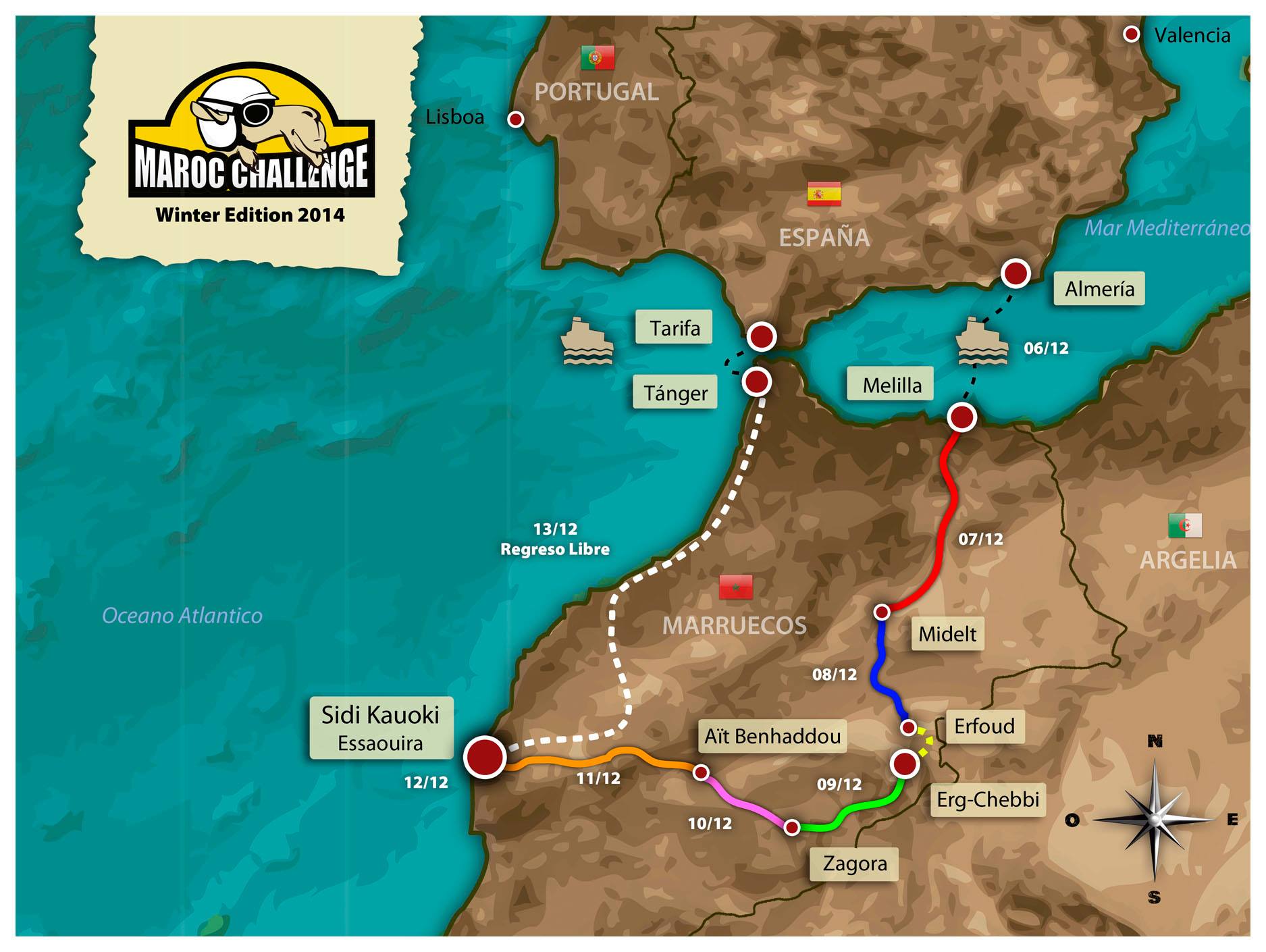 Map Maroc Challenge Winter 2014 | Rally Raid Marruecos